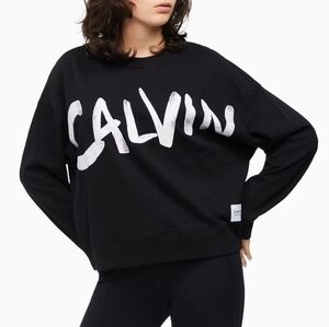 Calvin Klein Performance Brushed Logo Sweatshirt‎ Black Size Small